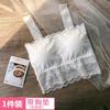 Verano Estilo Coreano Mujer Chaleco Corto de Punto Fino con Cuello Halter, Calado de Encaje Rombo, Cubre Pecho, Anti-Exposición, Top de Tubo