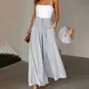 2026 Más Vendido de Amazon Pantalón Falda Casual Ancho de Pierna Suelto con Cordón de Cintura Alta Europeo y Americano En Stock Venta al por Mayor