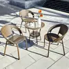 Juego de tres sillas de mimbre, incluyendo una pequeña mesa y sillas de balcón, una mesita de té pequeña, una mesa de té de ocio para patio exterior minimalista, resistente al agua y al sol, un diseño popular