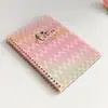 Caderno A5 Espiral Duplo, Novo Material Transfronteiriço com Glitter e Materiais Brilhantes, Capa de PP Impermeável Portátil com Espiral de Ferro e Impressão UV