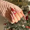 Uñas Portátiles de Navidad Copo de Nieve Amor Brillo Manicura Uñas Postizas Cortas Almendra Mariposa Uñas Largas Europeas y Americanas Venta al por Mayor