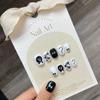 Handmade Finished Nail Art Curto pintado à mão bonito Plush Coal Ball Nail Armor