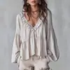 2026 Primavera/Verano Europeo y Americano Casual Dulce Volantes Mangas Abullonadas Plisado Camisa Top Tienda Independiente