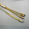 Cable de carga rápida USB 3 en 1 con diseño trenzado tipo C, adecuado para múltiples colores y modelos