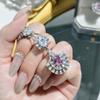Luz de Luna Bei Language Brillante Collar Rosa Seca Anillo Aretes Traje de Tres Piezas Elegante de Alto Sentido de Lujo Ligero