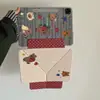 Funda linda de fresa y ratoncito marrón para tableta Apple iPad, Air con succión lateral desmontable, Pro, Mini, de plástico duro, de dibujos animados