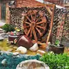 Estanque de Peces al Aire Libre, Rueda de Agua de Madera Anticorrosión para Jardín, Piscina de Patio de Villa, Fuente de Agua Circulante, Decoración de Paisajismo Interior