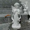 Lápida Estilo Europeo Mármol Blanco Estatua Pequeña Adorno Figura de Mármol Natural Escultura Decoración Hogar Exterior