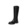 Botas longas conversíveis que podem ser usadas como botas curtas, botas de montaria removíveis, botas femininas de cano alto para o inverno 2026 feitas de couro genuíno com um salto médio robusto e bico redondo