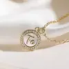Cadena para Clavícula Vintage de Mujer Más Vendida Transfronteriza Aogu, Collar con Colgante Redondo Geométrico de Cobre Chapado en Oro de 18K con Circonita