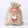 Bolsa de Yute Navideña Transfronteriza de Amazon Bolsa de Cordón Bolsa de Regalo Navideña de Dibujos Animados Bolsa para Empaquetar Dulces Regalo