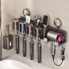 Soporte para cepillo de dientes con ventosa Sin perforaciones Soporte para secador de pelo de baño Montado en la pared Taza para cepillo de dientes Soporte para vaso de enjuague bucal