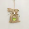 Artesanías de Madera Pascua Decorativa Pieza de Madera Colgante Conejo Caja de Regalo Huevo DIY Pintado a Mano Adornos Colgantes Accesorios de Madera