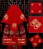 Hijab Rojo Antiguo Chino Traje de Novia Xiuhe Velo Transparente Bufanda Bordada para Boda