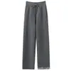 Pantalones de punto de pierna ancha, rectos, casuales, con caída, nuevos de otoño, sueltos, de cachemir, cintura elástica, de punto de ajuste estrecho, pierna recta