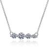 Collar de Plata de Ley 925 Collar para Mujer Cadena Clavicular de Diamantes Estilo Coreano Simple Colgante Cuatro Princesas Collar de Diamantes Mosan de 1.2ct para Mujer