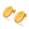 Aretes transfronterizos de acero de titanio de Europa y Estados Unidos, personalidad retro que no se desvanece, temperamento, colgante ovalado, relieve, aretes de rosa, accesorios