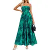 Vestido Bohemio Vintage Europeo para Mujer de Amazon Transfronterizo 2026 Verano Nuevo Floral sin Tirantes Largo