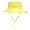 Chapéu de Pescador para Jardim de Infância ao Ar Livre de Verão Feito Sob Medida à Prova de Vento Protetor Solar Simples Amarelo Chapéu Infantil para Alunos do Ensino Fundamental