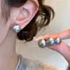 Pendientes de Perla de Pan de Color Gris Aurora de Gama Alta Personalidad Elegante Lujo Ligero Temperamento Retro Estilo Minimalista de Gama Alta