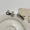 Pendientes de Aro con Lazo de Cristal Gris Negro Estilo Dulce Fresco Chica Picante para Mujer Moda Simple Lujo Ligero Vintage de Gama Alta Pendientes de Nicho