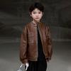 Chaqueta de Cuero para Niños Abrigo de Primavera Infantil 2026 Nuevo Estilo de Primavera Tops Geniales para Niños Pequeños Chaqueta al por Mayor Estilo Delgado de Primavera y Otoño