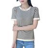 2022 Verão Wear fino listrado manga curta gelo seda malha suéter feminino solto emagrecimento pullover camiseta Top Trendy Comércio Exterior