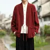 Nueva Bata de Estilo Chino Estilo Nacional Camisa de Manga Larga Ropa de Laico Zen para Hombres Chaqueta Cardigan con Botones Tang Mejorado Hanfu