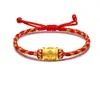 Pulsera de Hilo Rojo con Cuenta de la Fortuna del Mantra de Seis Caracteres de Oro Puro, Hilo de la Suerte, Suministro para Transmisión en Vivo, Regalo Corporativo, Venta al por Mayor desde un Solo Artículo