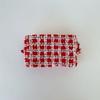Bolsa de Cosméticos Roja y Blanca de Año Nuevo y Navidad Bolsa de Almacenamiento de Lana Tejida Otoño e Invierno Felpa Copo de Nieve Geométrico Estuche para Lápices de Gran Capacidad