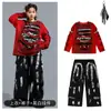 Ropa de Actuación Hip-Hop para Niños, Ropa de Moda para Pasarela de Actuación Hiphop para Niños, Traje Sudadera Hip-Hop Rota para Niño Guapo