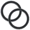 Elástico de Cabelo em Espiral Preto Fosco, Estilo Versátil para Meninas, Tamanho Grande de 5cm, Pulseira Fina com Estampa de Seda em Espiral de Fio de Telefone