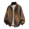 Chaqueta de cuero PU retro americana con cuello alto, unisex, holgada y casual, adecuada para primavera y otoño, con un diseño único de chaqueta de béisbol deconstruida, moderna