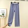 Pijama Estilo Preguiçoso para Mulheres no Outono e Inverno Veludo Escovado Dupla Face Quente Casa Casual Calça Xadrez Solta e Pode Ser Usada Fora