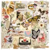 50 Piezas de Pegatinas Artísticas Transparentes Vintage con Diseños de Periódico Antiguo, Mariposas y Florales para Journaling DIY, Impermeables, Al por Mayor