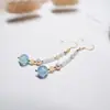 Zhan Yu Qingmeng Perla Aguamarina Alta Calidad Lujo Ligero Nuevo Regalo de Tanabata para Novia Pendientes y Pendientes para Mujeres