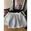 Falda de Encaje Empalmado para Mujer Verano Simple Cintura Elástica Falda de Línea A Falda Corta Anti-Exposición