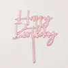 Decoração de bolo vermelho líquido feliz aniversário bolo de cozimento acrílico decoração cartão plug-in rede acessórios vermelhos 10 pacote