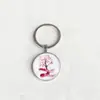 Llavero Colgante de Gema del Tiempo Cinta Rosa Transfronterizo Regalo Pequeño Creativo Anillo de Metal para Llaves