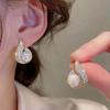 Cao Shi aretes retro estilo Hong Kong gota de agua aretes de botón espiral de caracol perla aretes dorados llama de amor para la vida