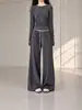 Pantalones de Pierna Ancha para Niña de Otoño e Invierno Sueltos Caídos de Cintura Alta Casuales Pantalones Deportivos Grises de Talla Mediana y Grande para Niños de Largo Completo