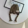 Gorro de Punto Trenzado Cálido para Otoño e Invierno para Niños, Gorro a Prueba de Viento con Protección para las Orejas, Lindo Gorro de Lana para Niños y Niñas, Estilo Retro Elegante