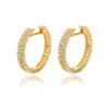 Brincos Banhados a Ouro 18K, Brincos de Zircônia Oval 18K de Luxo Leve, Brincos Redondos Simples de Alta Qualidade Atacado