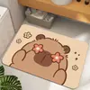 Tapete de Banheiro de Lama de Diatomáceas Capivara Fofa de Desenho Animado Absorvente Secagem Rápida Antiderrapante Tapete de Entrada