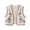Amazon Shein Outono e Inverno Estilo Popular Feminino Estilo Europeu e Americano Simples Versátil Colete Cardigan Bordado para Mulheres