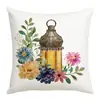 Lámpara de Estrella y Luna Estilo Medio Oriente Funda de Cojín con Elementos Florales para Hogar, Casa de Huéspedes, Hotel, Moderna Impresión 2D Anti-Bordado