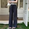 Pantalones Casuales de Pierna Ancha Rectos de Cintura Alta Adelgazantes con Textura de Longitud al Suelo, Estilo Perezoso de Terciopelo de Acetato, Nuevo Estilo Verano 2026 para Mujer
