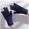 Guantes cálidos de invierno para estudiantes Estilo coreano Lindo para mujer Con forro polar Engrosado Ciclismo Cinco dedos Pantalla táctil A prueba de frío Guantes de algodón