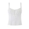 Atacado Verão 2026 Novo Estilo Europeu e Americano Roupas Femininas Decote Quadrado Alça de Ombro de Renda Franzida Top Camisole 7795