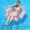 Rede de Água Inflável com Estampa Floral Malha de PVC Piscina Flutuante para Adultos Dobrável Prancha Flutuante de Água Transfronteiriço